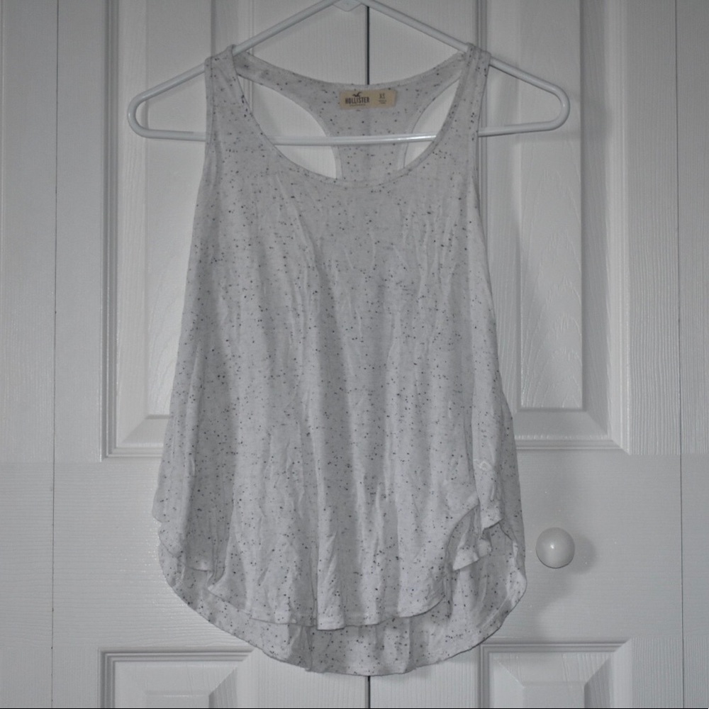 Hollister White and Black Dotted Print Tank